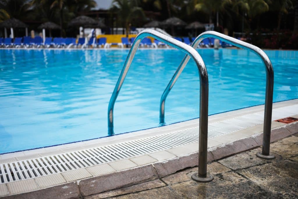 Empty Swimming Pool Ladder