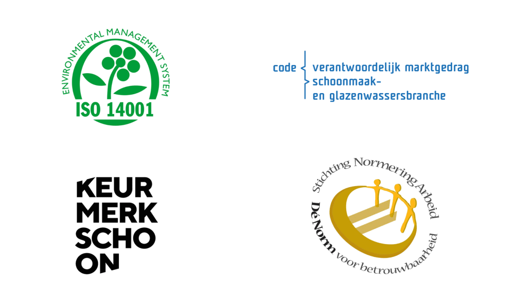 Certificaties ISO 14001 - Code Verantwoordelijk Marktgedrag - Keurmerk Schoon - Stichting Normering Arbeid _ Asenso 2